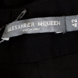 Pre Owned Alexander McQueen Black Crepe Zip Detailed Pencil Skirt M