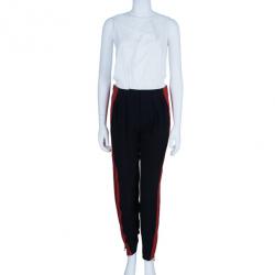 Pre Owned Alexander McQueen Contrast Stripe Crepe Track Pants S
