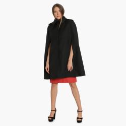 Pre Owned Alexander McQueen Black Wool Blend Cape Coat L (IT 46)