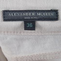 Pre Owned Alexander McQueen Washed Pink Denim Side Stripe Detail Skinny Jeans XS