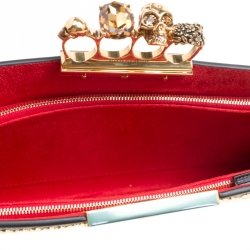 مملوكة مسبقًا Alexander McQueen Black Leather Studded Skull Knuckle Clutch