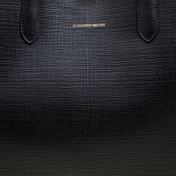 Pre Owned Alexander McQueen Black Leather Shopper Tote