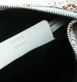 Pre Owned Alexander McQueen White Printed Satin Medium De Manta Clutch