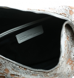 Pre Owned Alexander McQueen White Printed Satin Medium De Manta Clutch