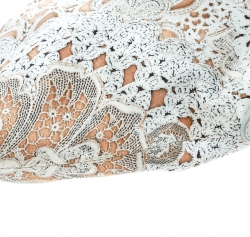 Pre Owned Alexander McQueen White Printed Satin Medium De Manta Clutch