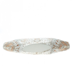 Pre Owned Alexander McQueen White Printed Satin Medium De Manta Clutch