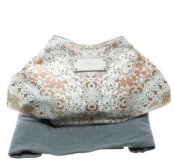 Pre Owned Alexander McQueen White Printed Satin Medium De Manta Clutch
