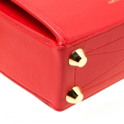 Pre Owned Alexander McQueen Red Leather Box Shoulder Bag 