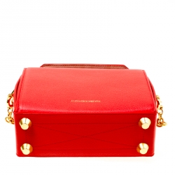 Pre Owned Alexander McQueen Red Leather Box Shoulder Bag 