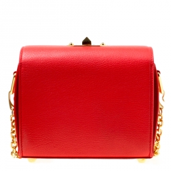 Pre Owned Alexander McQueen Red Leather Box Shoulder Bag 