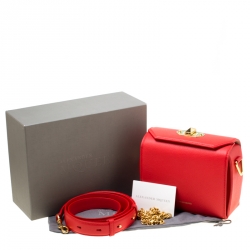 Pre Owned Alexander McQueen Red Leather Box Shoulder Bag 