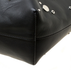 Pre Owned Alexander McQueen Black Leather Small Grommet Shopper Tote 