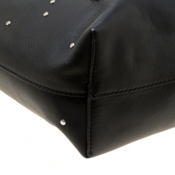 Pre Owned Alexander McQueen Black Leather Small Grommet Shopper Tote 