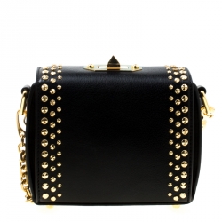 Alexander McQueen Black Leather Box Shoulder Bag 