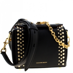 Alexander McQueen Black Leather Box Shoulder Bag 