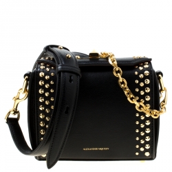 Alexander McQueen Black Leather Box Shoulder Bag 