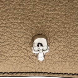 Alexander McQueen Metallic Gold Leather Skull Bifold Card Holder 