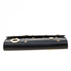 Alexander McQueen Black Leather Eyelet and Stud Wallet On Chain