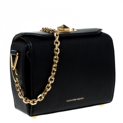 Alexander McQueen Black Leather Box 19 Shoulder Bag 