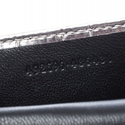 Alexander McQueen Silver Croc Embossed Leather Business Card Holder