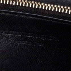 Alexander McQueen Burgundy Croc Embossed Leather Zip Around Wallet