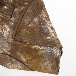 مملوكة مسبقًا Alexander McQueen De Manta Faithful Gold Lamina Metallic Fold-over Clutch