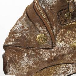 مملوكة مسبقًا Alexander McQueen De Manta Faithful Gold Lamina Metallic Fold-over Clutch