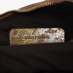 Alexander McQueen De Manta Faithful Gold Lamina Metallic Fold-over Clutch