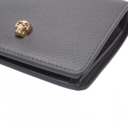 Alexander McQueen Grey Leather Skull Bifold Wallet