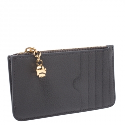 Alexander McQueen Grey Leather Zip Card Holder 