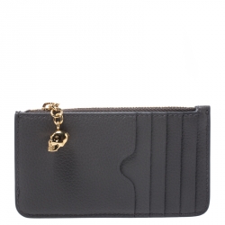 Alexander McQueen Grey Leather Zip Card Holder 