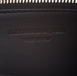 Alexander McQueen Burgundy Croc Embossed Leather Zip Around Wallet