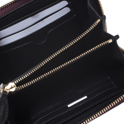 Alexander McQueen Burgundy Croc Embossed Leather Zip Around Wallet