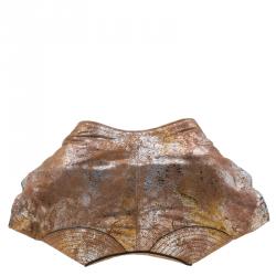 Pre Owned Alexander McQueen De Manta Faithful Gold Lamina Metallic Fold-over Clutch