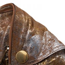 Pre Owned Alexander McQueen De Manta Faithful Gold Lamina Metallic Fold-over Clutch