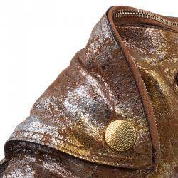 Pre Owned Alexander McQueen De Manta Faithful Gold Lamina Metallic Fold-over Clutch