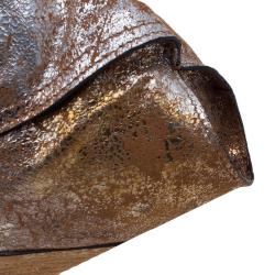 Pre Owned Alexander McQueen De Manta Faithful Gold Lamina Metallic Fold-over Clutch