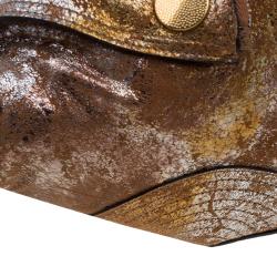 Pre Owned Alexander McQueen De Manta Faithful Gold Lamina Metallic Fold-over Clutch