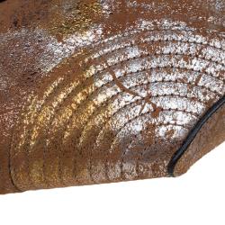 Pre Owned Alexander McQueen De Manta Faithful Gold Lamina Metallic Fold-over Clutch