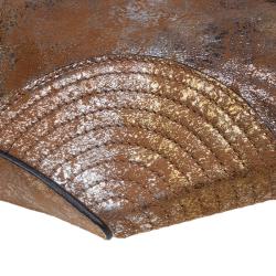 Pre Owned Alexander McQueen De Manta Faithful Gold Lamina Metallic Fold-over Clutch