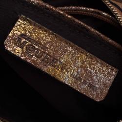 Pre Owned Alexander McQueen De Manta Faithful Gold Lamina Metallic Fold-over Clutch