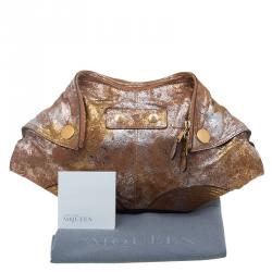 Pre Owned Alexander McQueen De Manta Faithful Gold Lamina Metallic Fold-over Clutch
