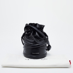 Pre Owned Alexander McQueen Black Leather Soft Curve Drawstring Bucket Bag