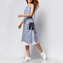 Pre Owned Alexander McQueen Black Leather Soft Curve Drawstring Bucket Bag