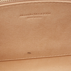 Pre Owned Alexander McQueen Black Croc Embossed Glossy Leather Knuckle Clutch