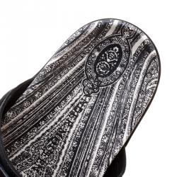 Pre Owned Alexander McQueen Black Studded Leather Paisley Platform Slides Size 38