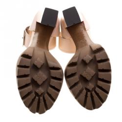 Pre Owned Alexander McQueen Blush Pink Leather Ankle Strap Platform Sandals Size 36.5