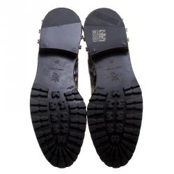 Pre Owned Alexander McQueen Multicolor Floral Print Patch and Embroidered Leather Chelsea Boots Size 37