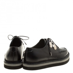 Pre Owned Alexander McQueen Black Leather Lace Up Creepers Size 38