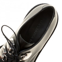 Pre Owned Alexander McQueen Black Leather Lace Up Creepers Size 38